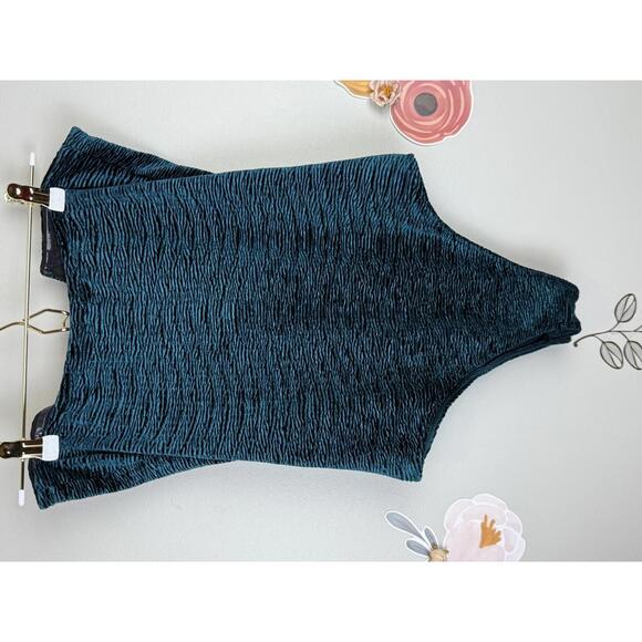 Out from Under Urban Outfitters Teal Velvet Wire Bodysuit - Size - Large - Picture 2 of 7